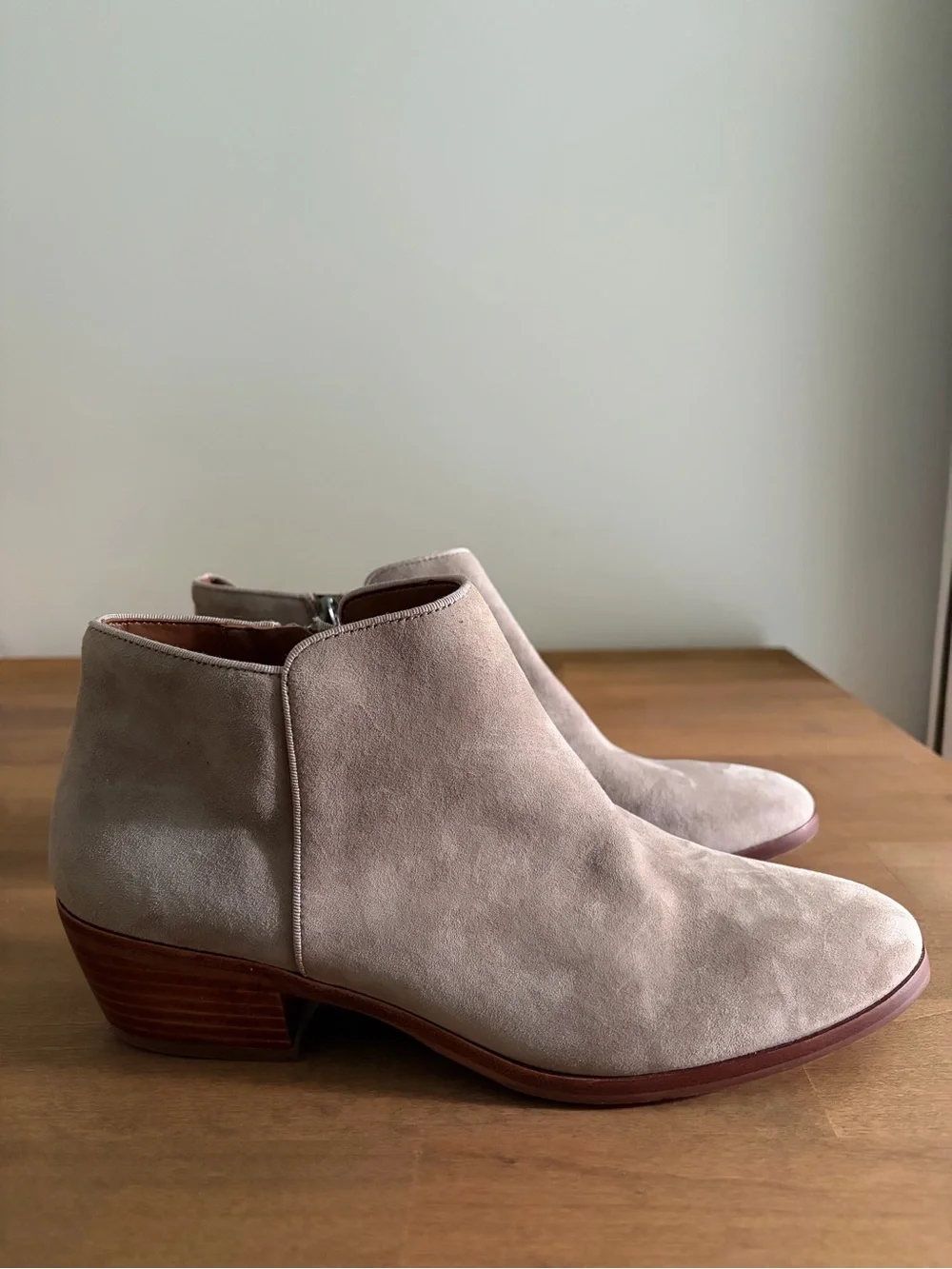 Sam Edelman Taupe Suede Low Heel Ankle Booties – Size 9 - Like New